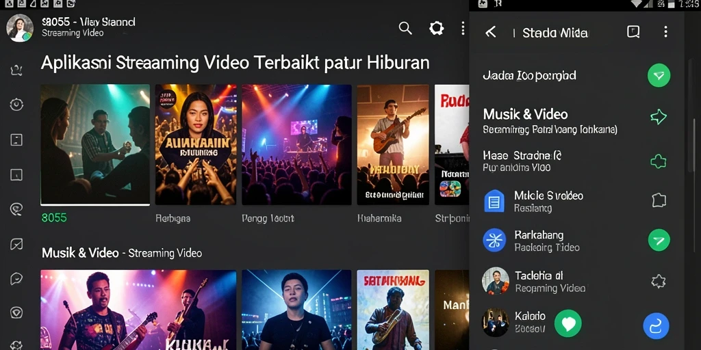 Tampilan antarmuka aplikasi Streaming Video 8055 yang menarik dan mudah digunakan.