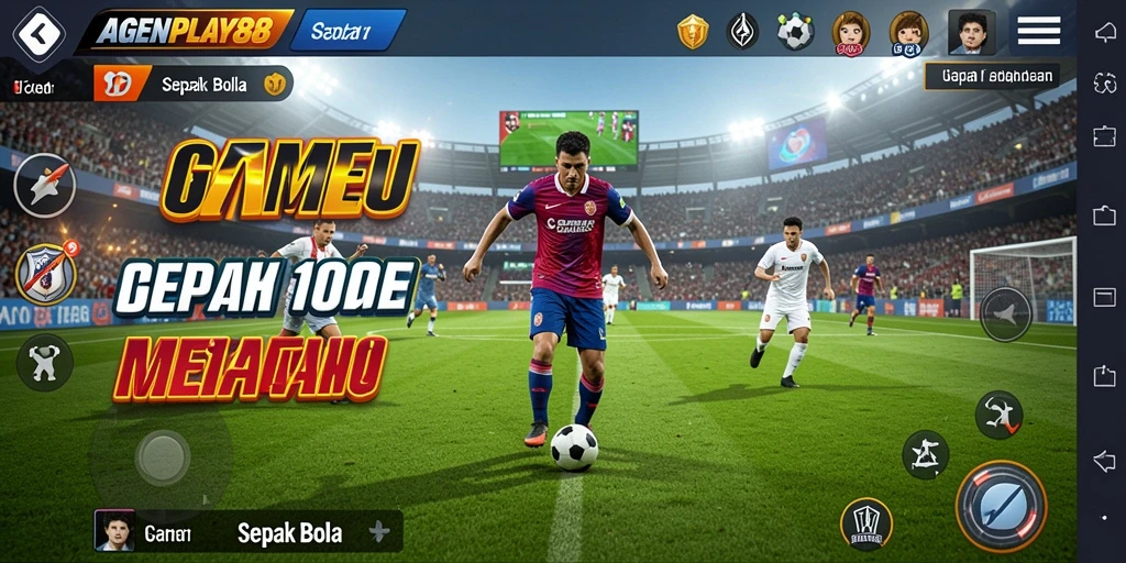 Tampilan antarmuka AGENPLAY88 yang menarik dengan elemen sepak bola yang nyata.