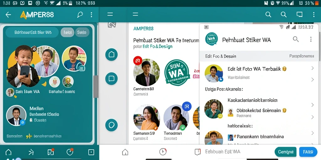 Tampilan antarmuka AMPER88 untuk membuat stiker WA yang menarik.