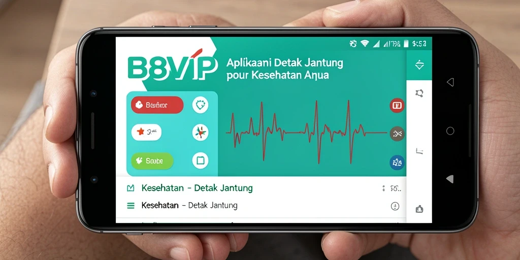 Tampilan antarmuka aplikasi Detak Jantung B8VIP yang informatif.