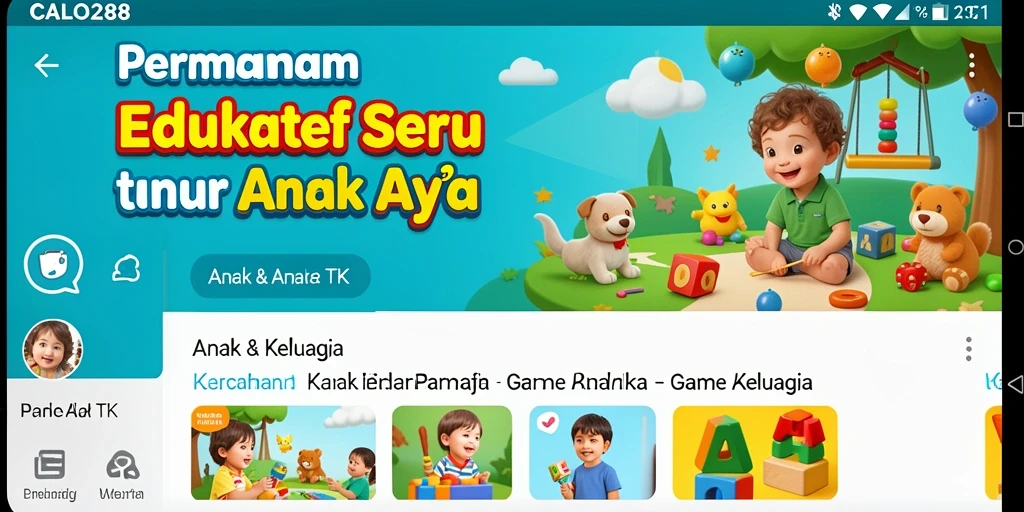 Tampilan antarmuka aplikasi CALO288 yang ceria dan mudah digunakan.
