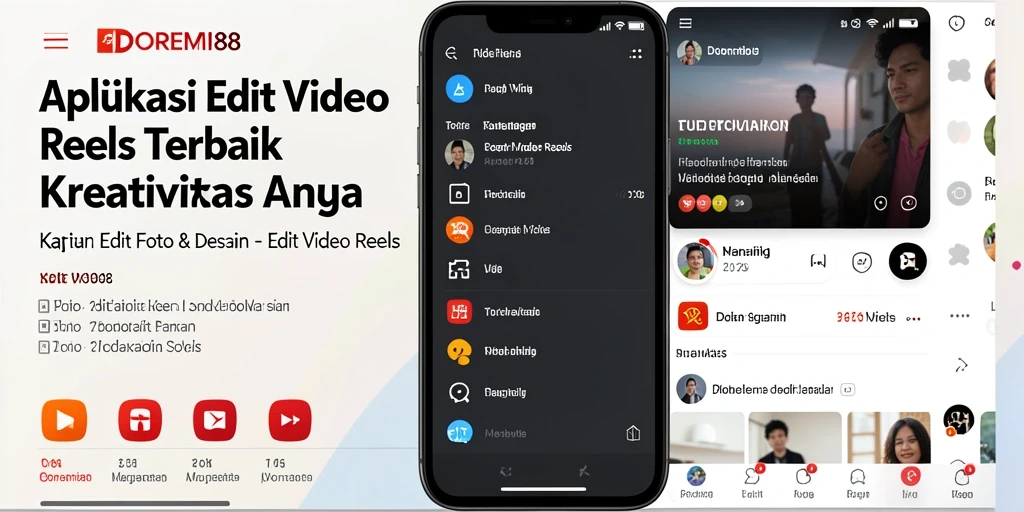 Antarmuka sederhana dan fungsional DOREMI88 untuk Edit Video Reels.