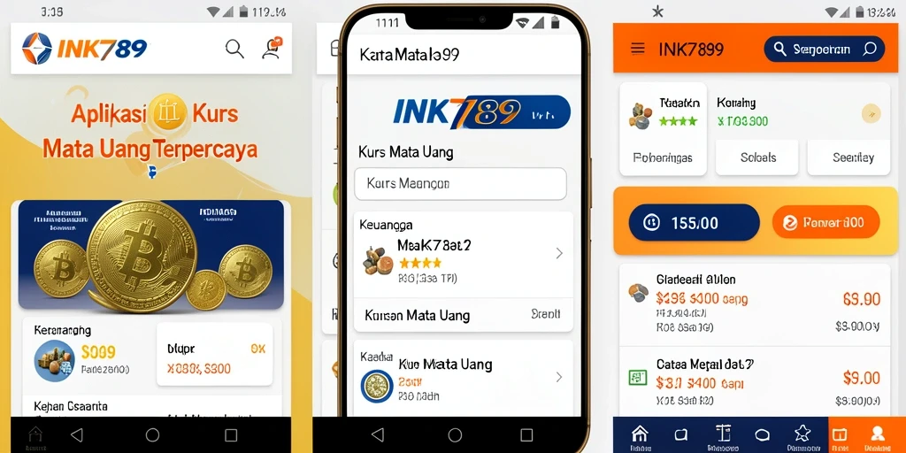 Tampilan antarmuka aplikasi Kurs Mata Uang INK789 yang menarik dan fungsional.
