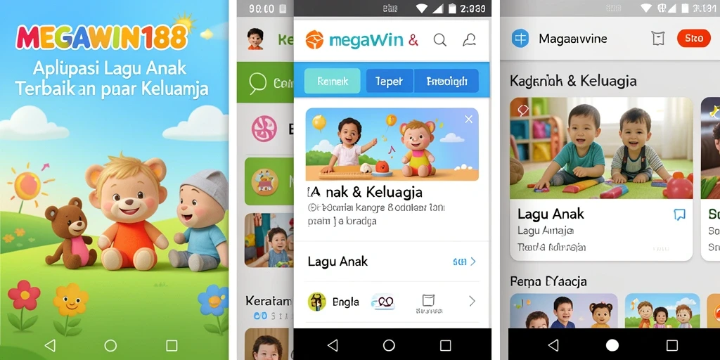 Antarmuka MEGAWIN188 menampilkan lagu-lagu anak yang ceria dan interaktif.
