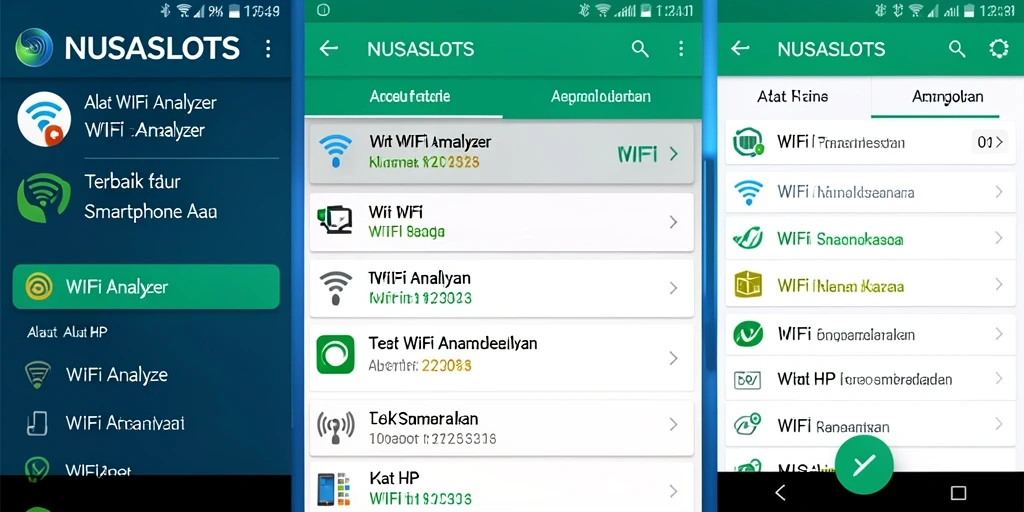 Antarmuka NUSASLOTS yang menunjukkan analisis WiFi secara real-time.