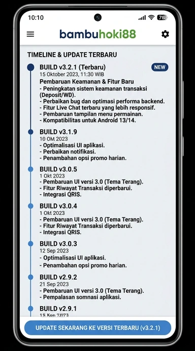 Riwayat Versi APK Bambuhoki88 untuk Pengguna Android